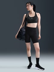 Nike Black Medium Swoosh Support Padded Printed Sports Bra - Image 1 of 5