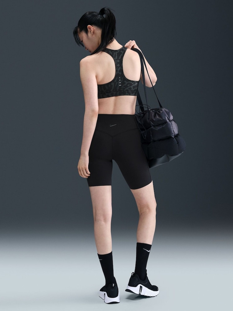Nike Black Medium Swoosh Support Padded Printed Sports Bra - Image 2 of 5