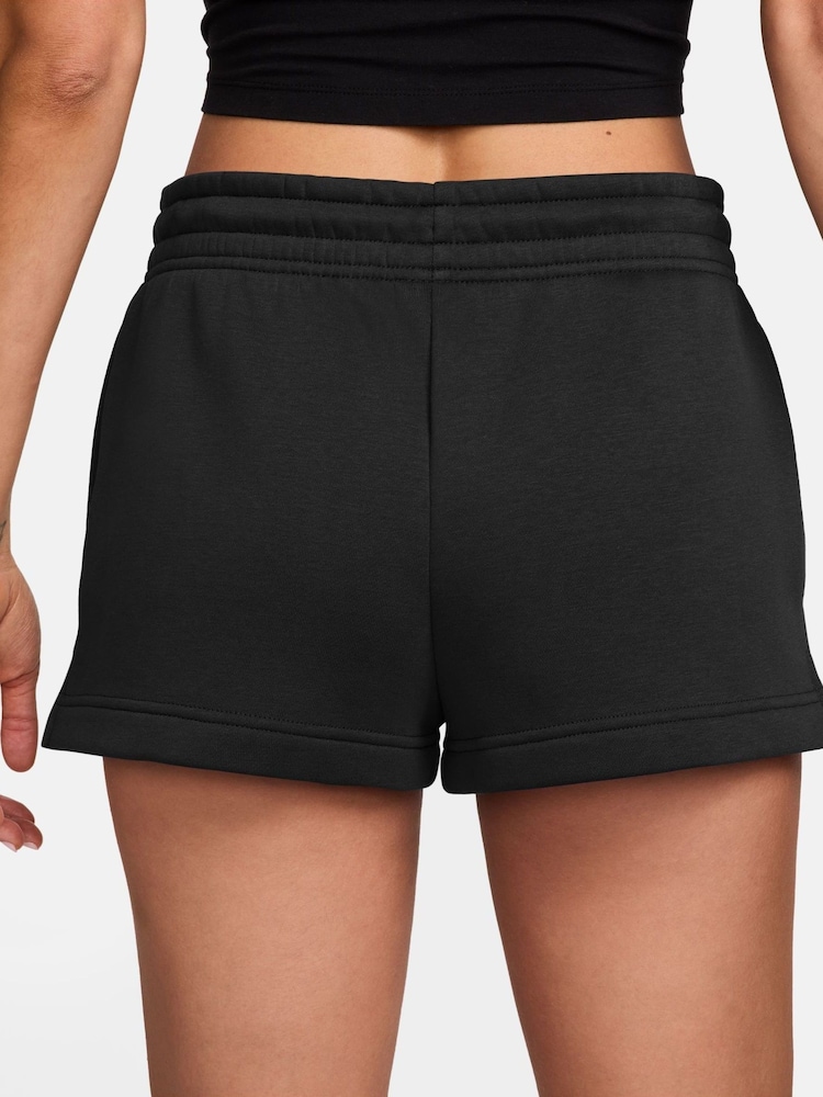 Nike Black Phoenix Fleece Mid Rise Shorts - Image 1 of 4 Nike Black Phoenix Fleece Mid Rise Shorts - Image 1 of 4