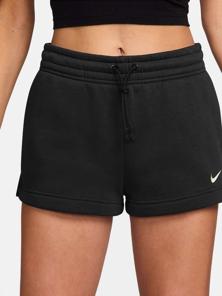 Nike Black Phoenix Fleece Mid Rise Shorts - Image 2 of 4 Nike Black Phoenix Fleece Mid Rise Shorts - Image 2 of 4