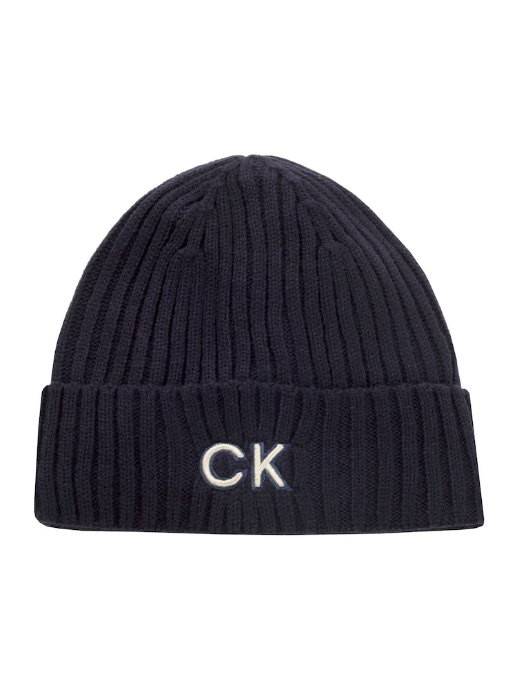 כחול כהה - Calvin Klein Golf כובע גרב מסריג ריב - Image 3 of 6