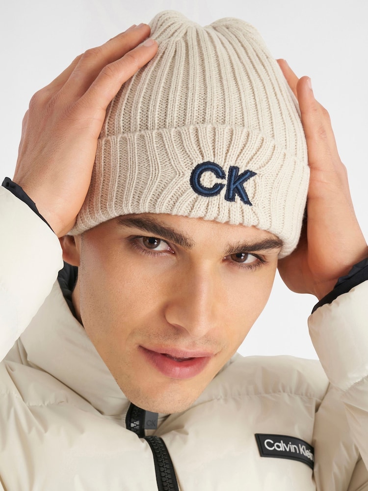 Marrón - Gorro de punto acanalado de Calvin Klein Golf - Imagen 1 de 6