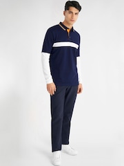 Calvin Klein Golf Blue Hubbard Long Sleeve Hybrid Polo Shirt - Image 3 of 8