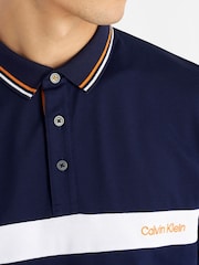 Calvin Klein Golf Blue Hubbard Long Sleeve Hybrid Polo Shirt - Image 4 of 8