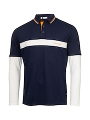 Calvin Klein Golf Blue Hubbard Long Sleeve Hybrid Polo Shirt - Image 5 of 8