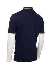 Calvin Klein Golf Blue Hubbard Long Sleeve Hybrid Polo Shirt - Image 6 of 8
