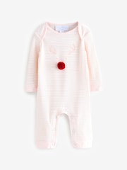 The White Company Pink Jingles Stripe Sleepsuit - Image 1 of 1
