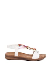 Pavers White Pavers Embellished Flat Black Sandals - Image 1 of 5