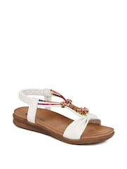 Pavers White Pavers Embellished Flat Black Sandals - Image 2 of 5