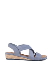 Pavers Blue Slip On Wedge Sandals - Image 1 of 5