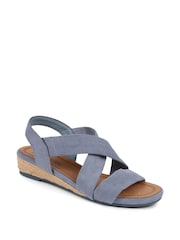 Pavers Blue Slip On Wedge Sandals - Image 2 of 5