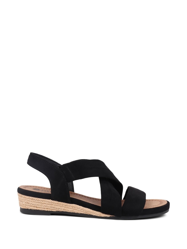 Pavers Black Slip On Wedge Sandals - Image 1 of 5
