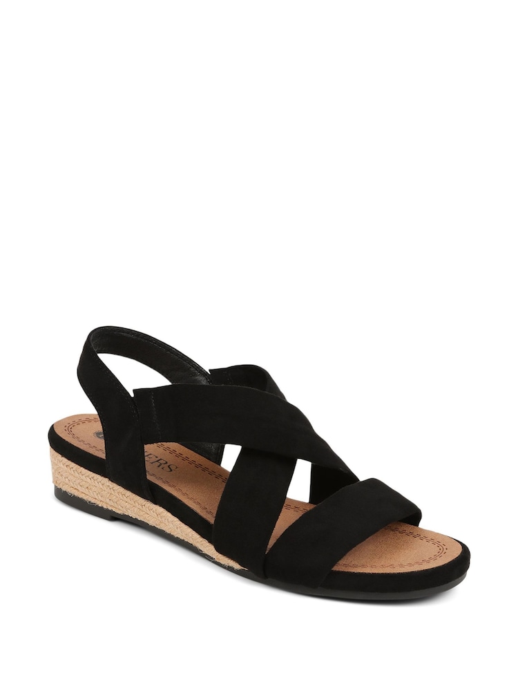 Pavers Black Slip On Wedge Sandals - Image 2 of 5