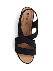 Pavers Black Slip On Wedge Sandals - Image 4 of 5