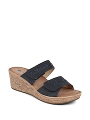 Pavers Blue Touch-Fasten Wedge Mule Sandals - Image 2 of 5