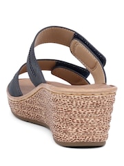 Pavers Blue Touch-Fasten Wedge Mule Sandals - Image 3 of 5