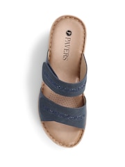 Pavers Blue Touch-Fasten Wedge Mule Sandals - Image 4 of 5