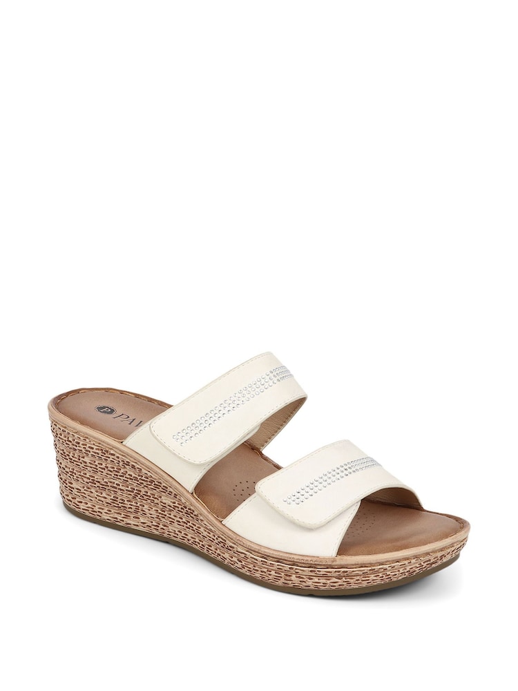 Pavers White Touch-Fasten Wedge Mule Sandals - Image 2 of 5