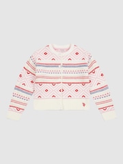 U.S. Polo Assn Girls Fairisle Pattern Cardigan - Изображение 5 из 7