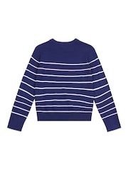 U.S. Polo Assn Blue U.S. Polo Assn. Girls Blue Stripe Crew Jumper - Image 6 of 7
