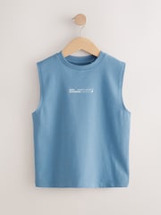 Grey/Blue/Green/Charcoal 100% Cotton Tank Vests 4 Pack (3-16yrs) - Image 6 of 8