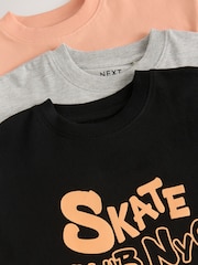 Black/Grey Skate Relaxed Fit Graphic Print Short Sleeve 100% Cotton T-Shirts 3 Pack (3-16yrs) - Image 7 of 7