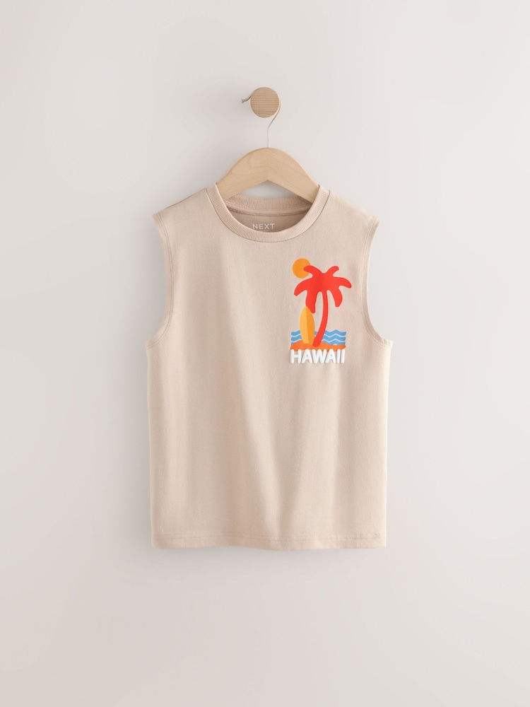 Blau/Orange/Stone, Palmenmuster - Tanktops im 3er-Pack (3–16 Jahre) - Bild 2 von 7 Blau/Orange/Stone, Palmenmuster - Tanktops im 3er-Pack (3–16 Jahre) - Bild 2 von 7
