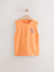 Blue/Orange/Stone Palm Tank Vests 3 Pack (3-16yrs) - Image 4 of 7