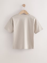 White/Blue/Coral/Cement Relaxed Fit 100% Cotton Short Sleeve Embroidered T-Shirts 4 Pack (3-16yrs) - Image 3 of 8