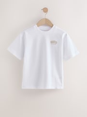 White/Blue/Coral/Cement Relaxed Fit 100% Cotton Short Sleeve Embroidered T-Shirts 4 Pack (3-16yrs) - Image 5 of 8