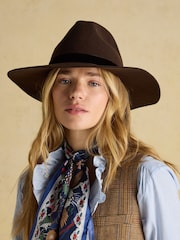 Joules Grove Chocolate Brown Wool Fedora - Image 1 of 8
