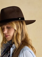Joules Grove Chocolate Brown Wool Fedora - Image 4 of 8