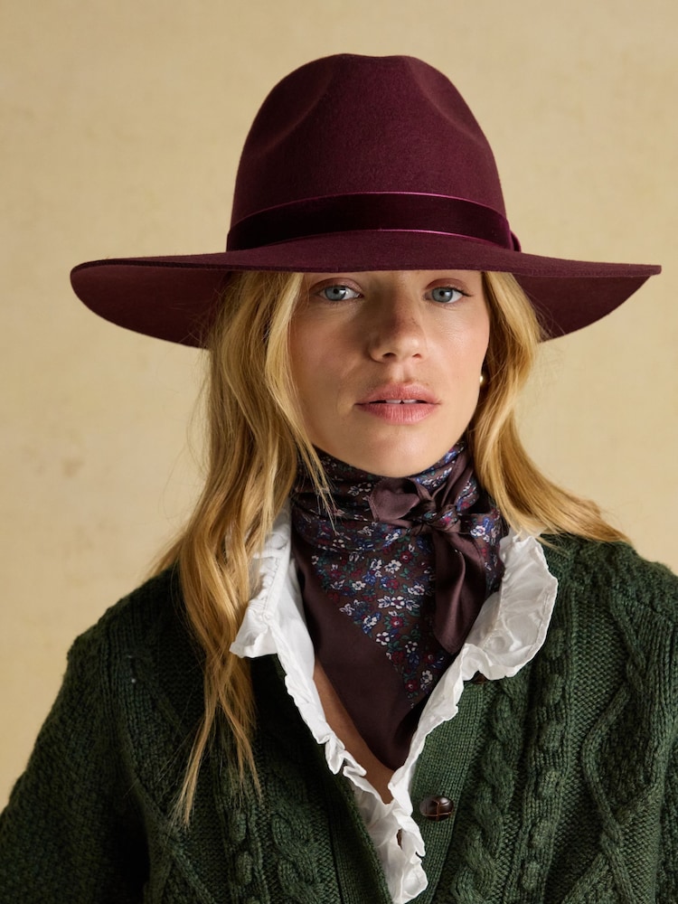 Joules Grove Berry Red Wool Fedora - Image 1 of 8