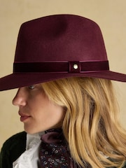 Joules Grove Berry Red Wool Fedora - Image 4 of 8