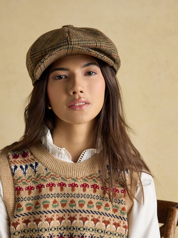 Joules Harrogate Brown Baker Boy Hat - Image 1 of 5
