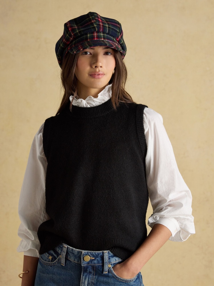 Joules Elvaston Navy/Khaki Check Tweed Baker Boy Hat - Image 2 of 6 Joules Elvaston Navy/Khaki Check Tweed Baker Boy Hat - Image 2 of 6
