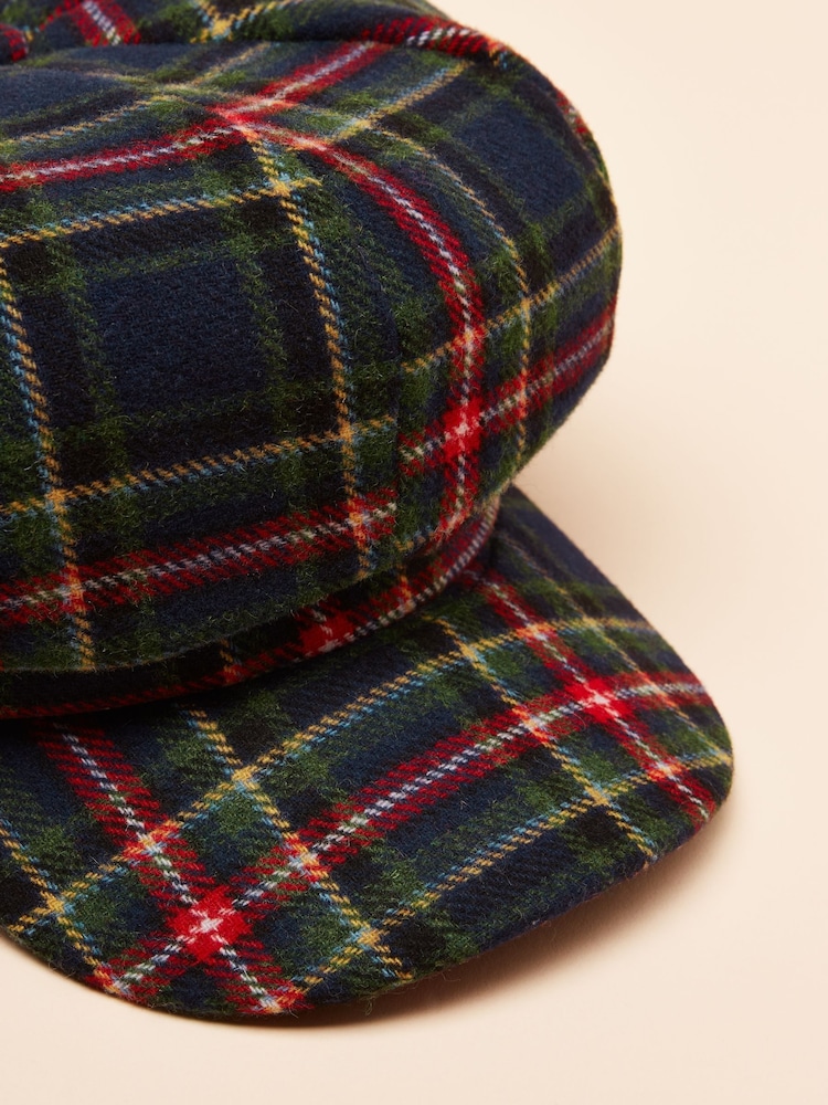 Joules Elvaston Navy/Khaki Check Tweed Baker Boy Hat - Image 6 of 6 Joules Elvaston Navy/Khaki Check Tweed Baker Boy Hat - Image 6 of 6