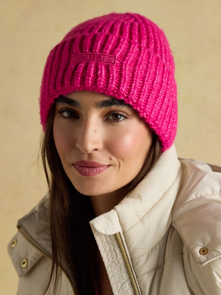 Joules Rosa Pink Beanie Hat - Image 1 of 6 Joules Rosa Pink Beanie Hat - Image 1 of 6