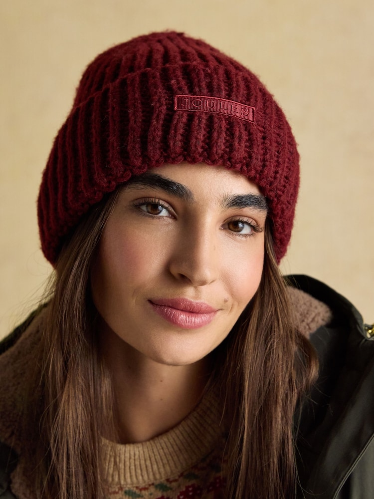 Joules Rosa Berry Red Beanie Hat - Image 1 of 6