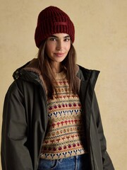 Joules Rosa Berry Red Beanie Hat - Image 2 of 6