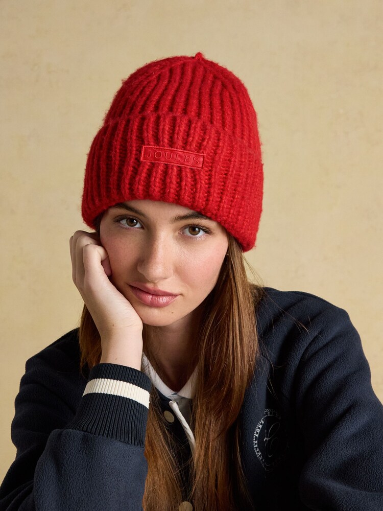 Joules Rosa Red Beanie Hat - Image 1 of 3
