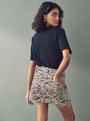 Zebra Print 100% Cotton Denim Mini Skirt - Image 2 of 8
