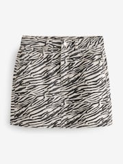 Zebra Print 100% Cotton Denim Mini Skirt - Image 6 of 8