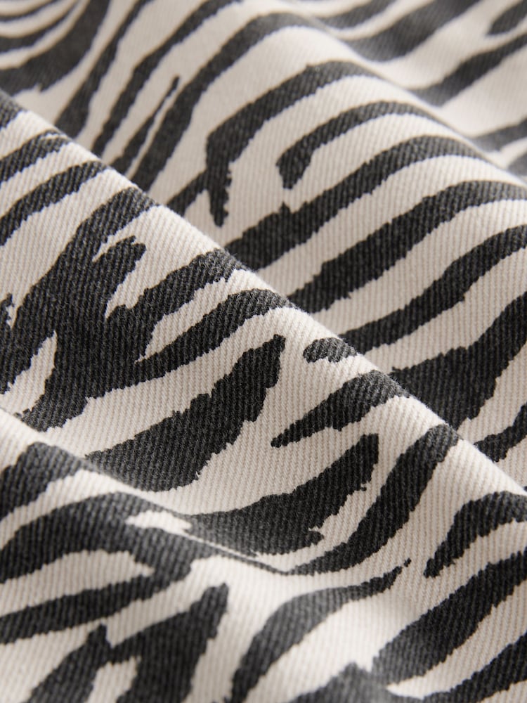 Zebra Print 100% Cotton Denim Mini Skirt - Image 8 of 8
