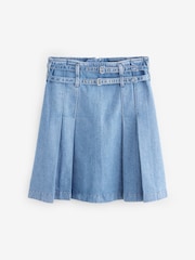 Mid Blue Denim Belted Kilt Skirt - Image 5 of 7