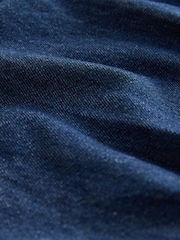 Dark Blue 100% Cotton Belted Midi Denim Pleated Skirt - Image 7 of 7