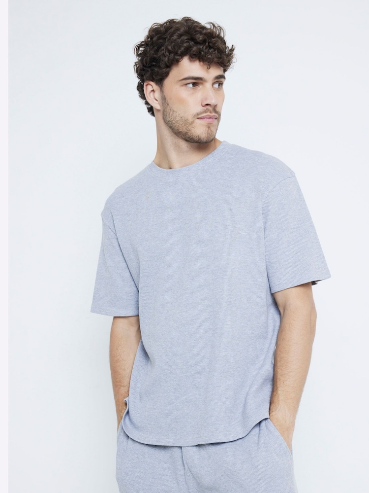 River Island Grey Marl Waffle T-Shirts Set - Image 1 of 4