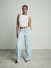 Bleach-Waschung - Hourglass-Jeans mit weitem Bein aus 100 % Baumwolle - Bild 1 von 1
