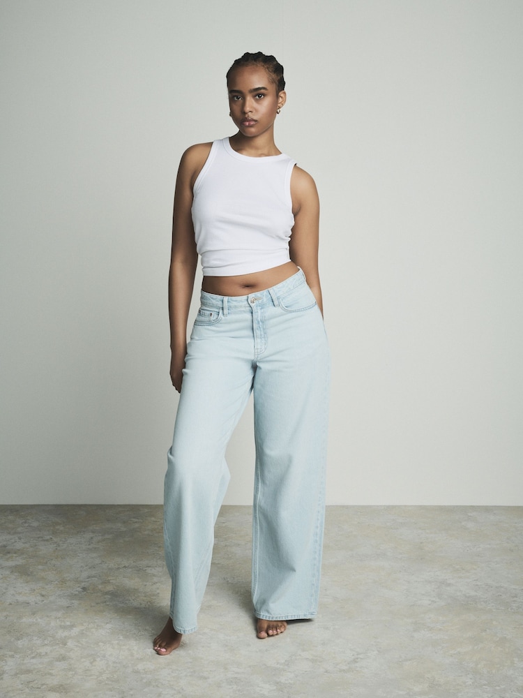 Bleach-Waschung - Hourglass-Jeans mit weitem Bein aus 100 % Baumwolle - Bild 1 von 1