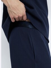 River Island Navy 100% Cotton Waffle T-Shirt And Trousers Pyjamas Set - Image 4 of 4